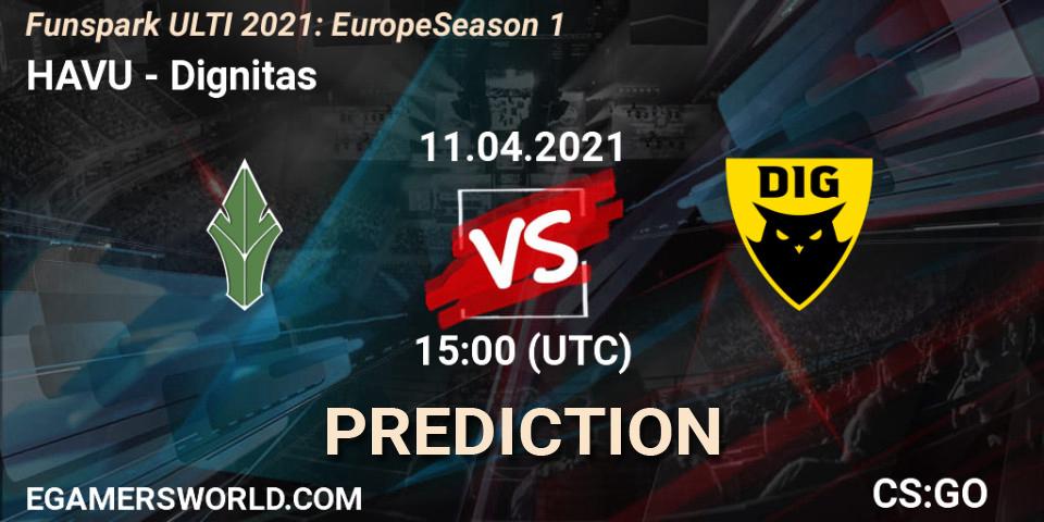 HAVU contre Dignitas : prédiction de match. 11.04.2021 at 15:00. Counter-Strike (CS2), Funspark ULTI 2021: Europe Season 1
