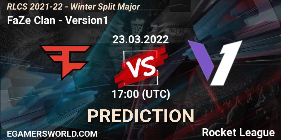 FaZe Clan contre Version1 : prédiction de match. 23.03.2022 at 17:00. Rocket League, RLCS 2021-22 - Winter Split Major