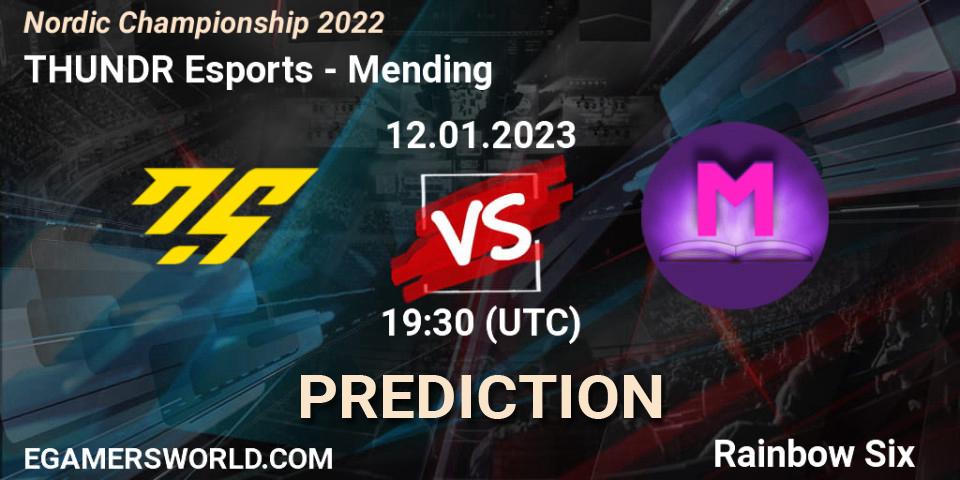 THUNDR Esports contre Mending : prédiction de match. 12.01.2023 at 19:30. Rainbow Six, Nordic Championship 2022