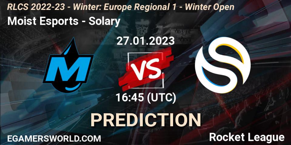 Moist Esports contre Solary : prédiction de match. 27.01.2023 at 16:45. Rocket League, RLCS 2022-23 - Winter: Europe Regional 1 - Winter Open