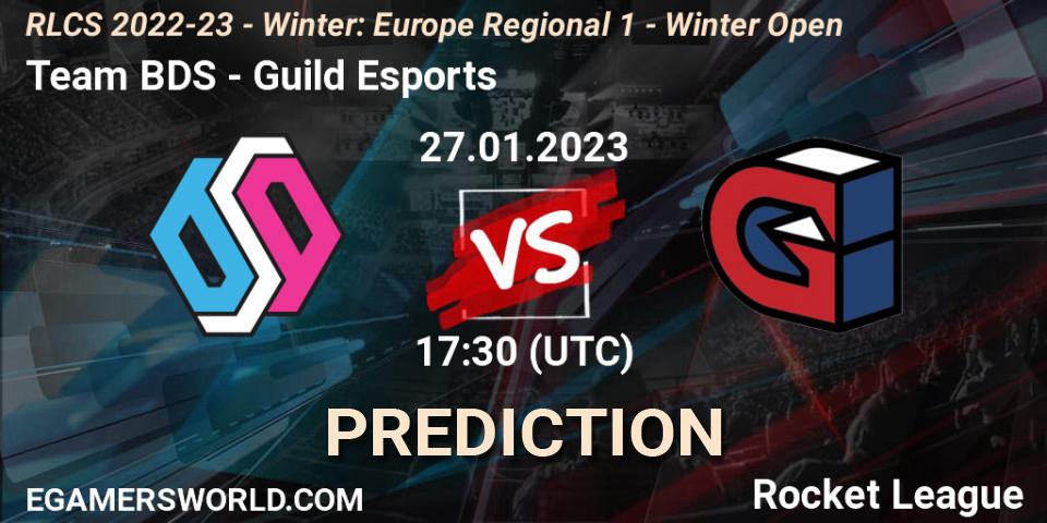Team BDS contre Guild Esports : prédiction de match. 27.01.2023 at 17:30. Rocket League, RLCS 2022-23 - Winter: Europe Regional 1 - Winter Open