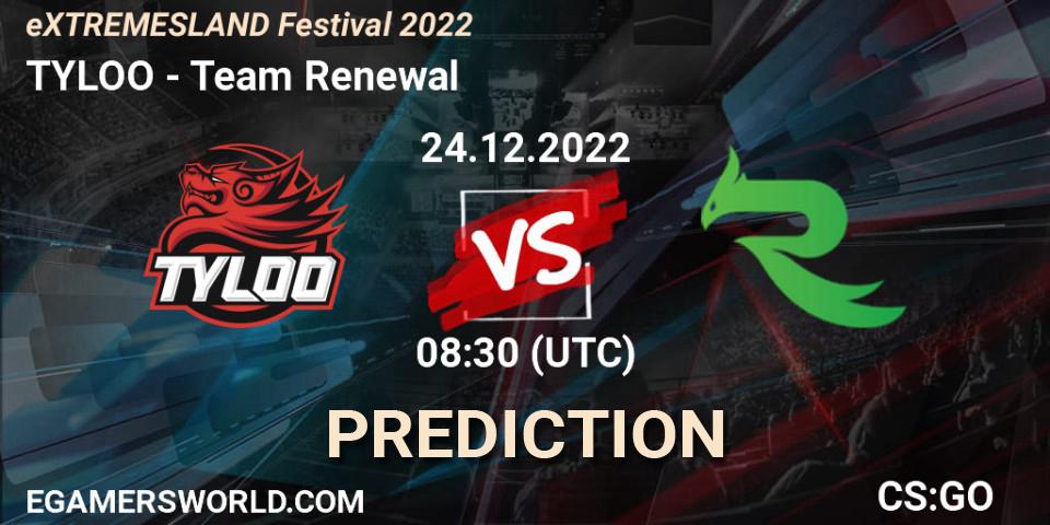TYLOO contre Team Renewal : prédiction de match. 24.12.22. CS2 (CS:GO), eXTREMESLAND Festival 2022