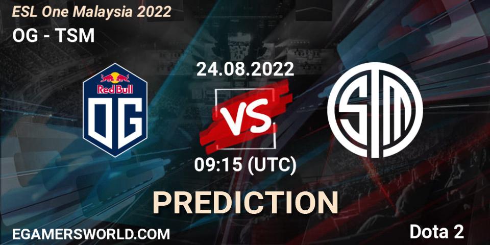 OG contre TSM : prédiction de match. 24.08.22. Dota 2, ESL One Malaysia 2022