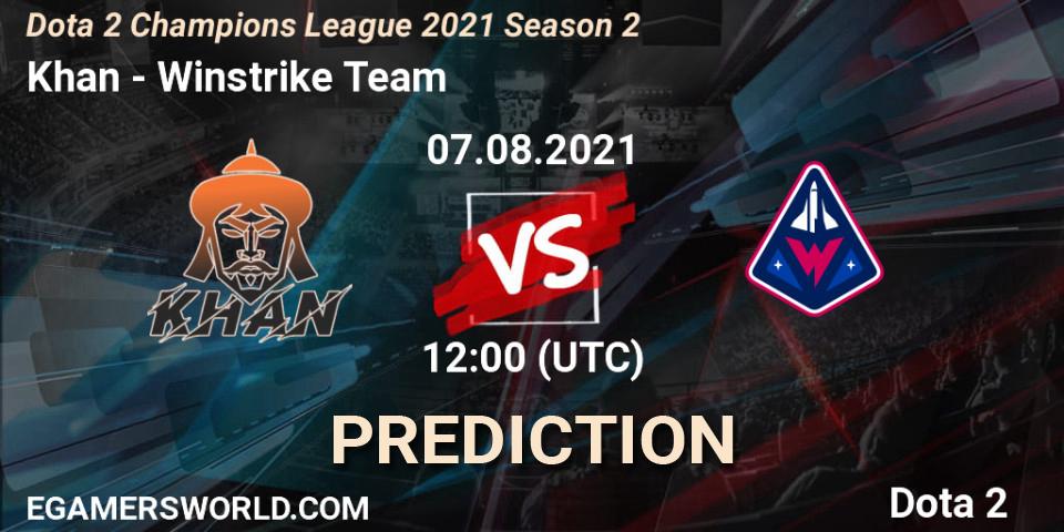 Khan contre Winstrike Team : prédiction de match. 09.08.2021 at 12:10. Dota 2, Dota 2 Champions League 2021 Season 2