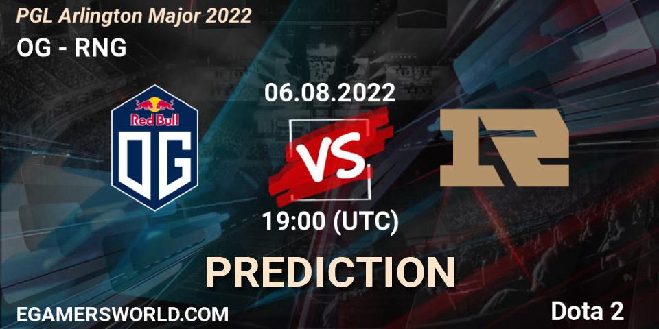 OG contre RNG : prédiction de match. 06.08.22. Dota 2, PGL Arlington Major 2022 - Group Stage