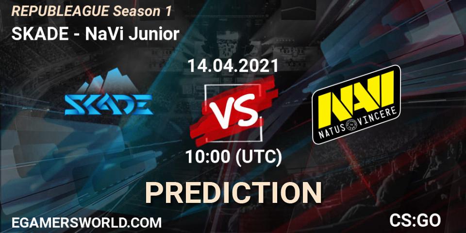 SKADE contre NaVi Junior : prédiction de match. 14.04.2021 at 10:00. Counter-Strike (CS2), REPUBLEAGUE Season 1