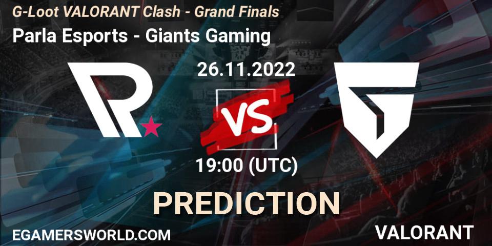 Parla Esports contre Giants Gaming : prédiction de match. 26.11.22. VALORANT, G-Loot VALORANT Clash - Grand Finals