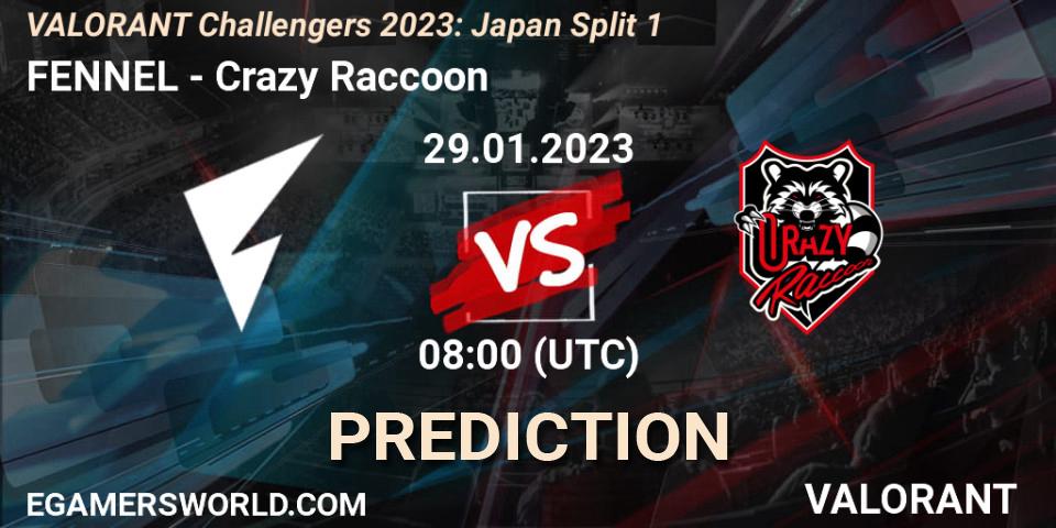 FENNEL contre Crazy Raccoon : prédiction de match. 29.01.23. VALORANT, VALORANT Challengers 2023: Japan Split 1