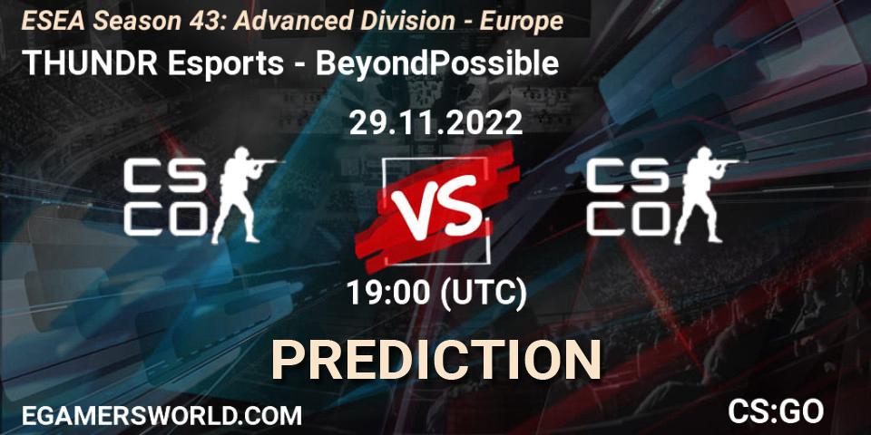 THUNDR Esports contre BeyondPossible : prédiction de match. 29.11.22. CS2 (CS:GO), ESEA Season 43: Advanced Division - Europe