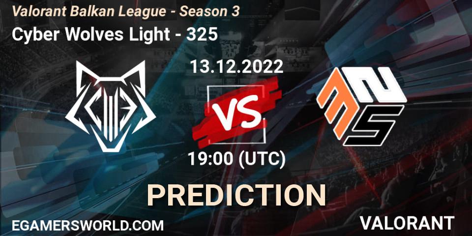 Cyber Wolves Light contre 325 : prédiction de match. 13.12.22. VALORANT, Valorant Balkan League - Season 3