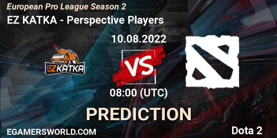 EZ KATKA contre Perspective Players : prédiction de match. 10.08.2022 at 08:04. Dota 2, European Pro League Season 2