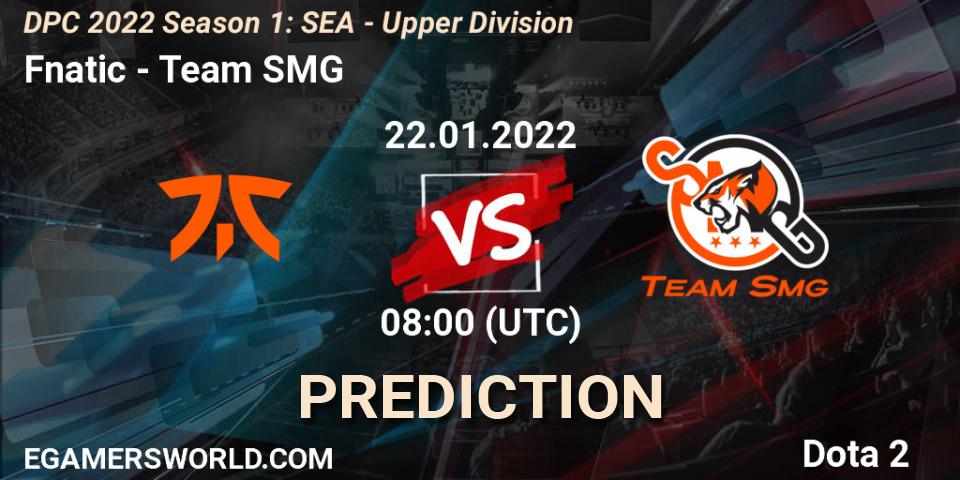 Fnatic contre Team SMG : prédiction de match. 22.01.2022 at 09:37. Dota 2, DPC 2022 Season 1: SEA - Upper Division