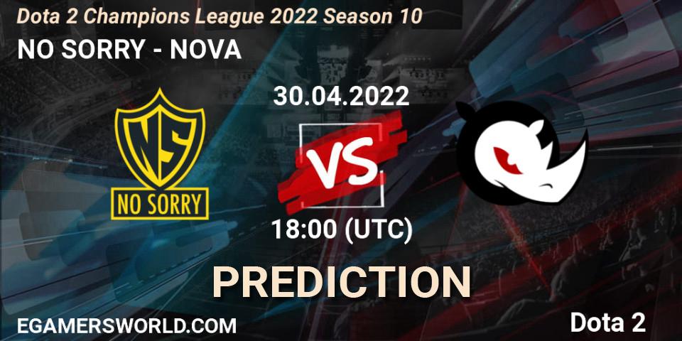 NO SORRY contre NOVA : prédiction de match. 05.05.2022 at 18:01. Dota 2, Dota 2 Champions League 2022 Season 10 