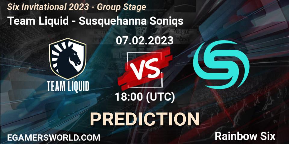 Team Liquid contre Susquehanna Soniqs : prédiction de match. 07.02.23. Rainbow Six, Six Invitational 2023 - Group Stage