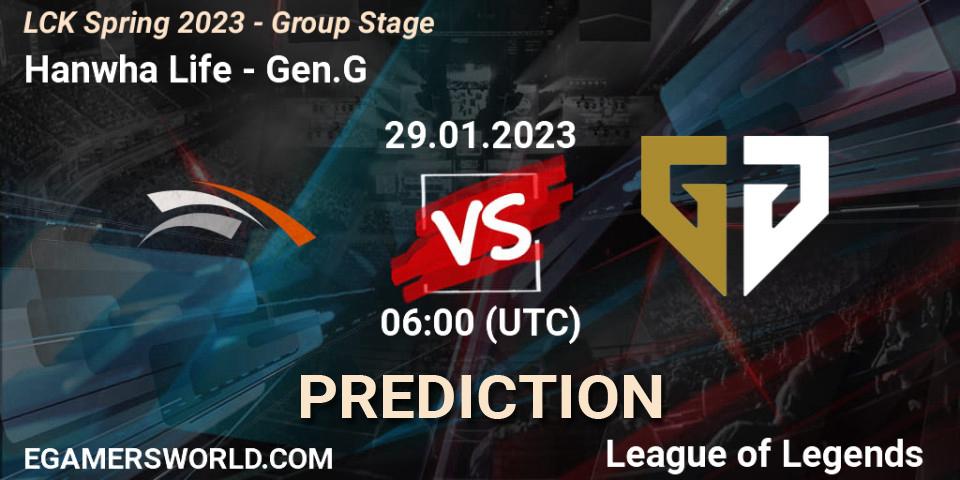 Hanwha Life contre Gen.G : prédiction de match. 29.01.23. LoL, LCK Spring 2023 - Group Stage