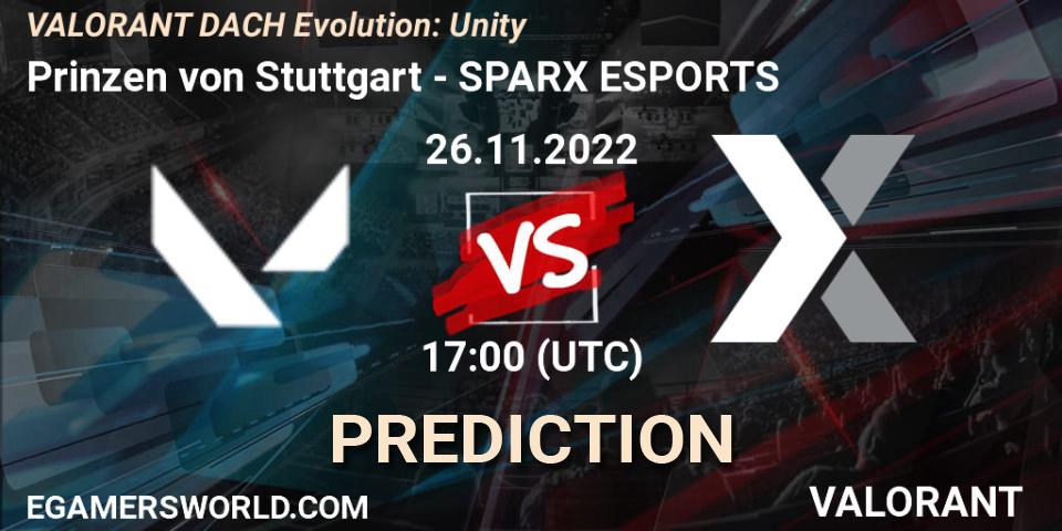 Prinzen von Stuttgart contre SPARX ESPORTS : prédiction de match. 26.11.2022 at 17:00. VALORANT, VALORANT DACH Evolution: Unity