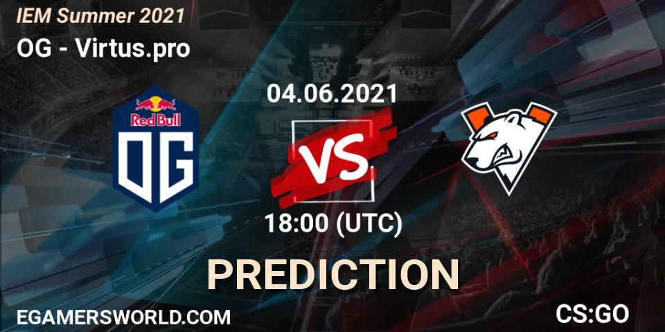 OG contre Virtus.pro : prédiction de match. 04.06.2021 at 18:45. Counter-Strike (CS2), IEM Summer 2021