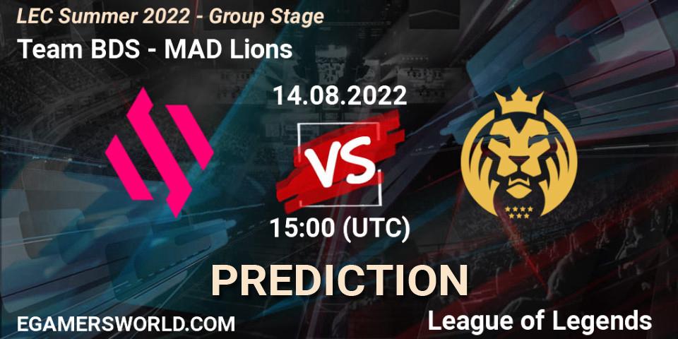 Team BDS contre MAD Lions : prédiction de match. 14.08.2022 at 16:00. LoL, LEC Summer 2022 - Group Stage