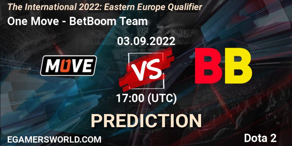 One Move contre BetBoom Team : prédiction de match. 03.09.22. Dota 2, The International 2022: Eastern Europe Qualifier