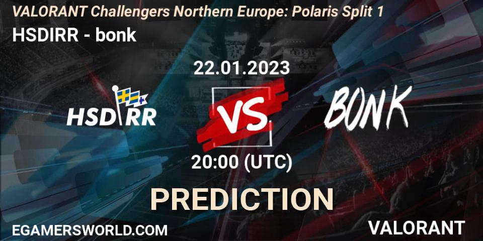 HSDIRR contre bonk : prédiction de match. 22.01.23. VALORANT, VALORANT Challengers 2023 Northern Europe: Polaris Split 1