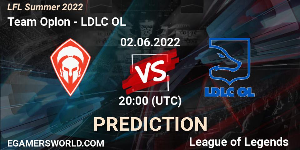 Team Oplon contre LDLC OL : prédiction de match. 02.06.2022 at 20:00. LoL, LFL Summer 2022