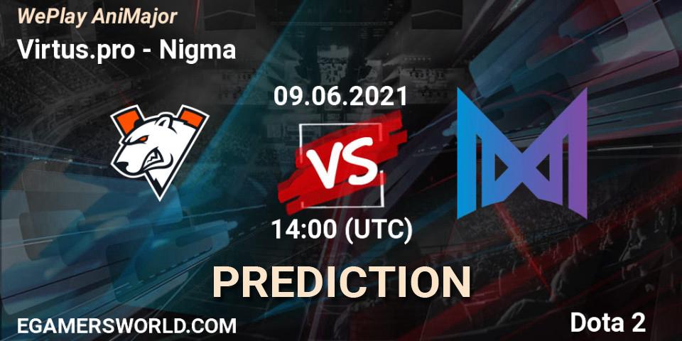 Virtus.pro contre Nigma : prédiction de match. 09.06.2021 at 20:30. Dota 2, WePlay AniMajor 2021