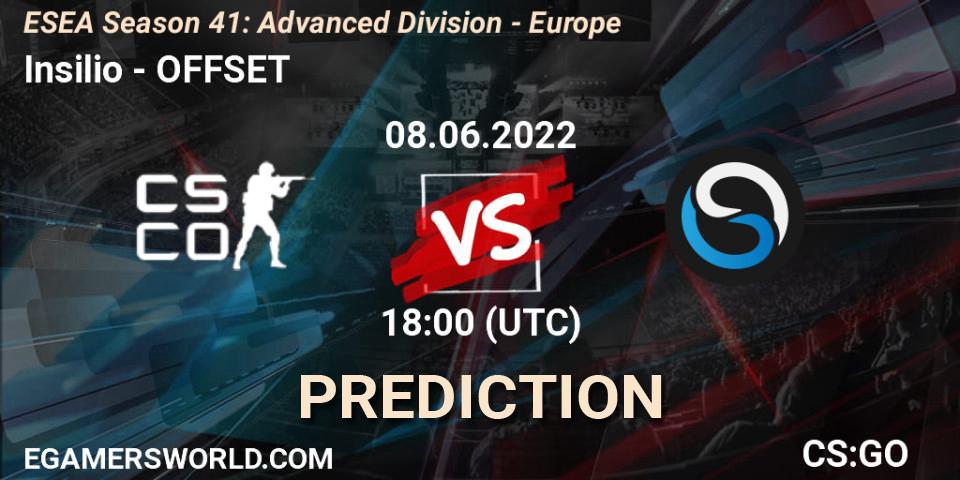 Insilio contre OFFSET : prédiction de match. 08.06.22. CS2 (CS:GO), ESEA Season 41: Advanced Division - Europe