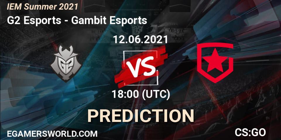 G2 Esports contre Gambit Esports : prédiction de match. 12.06.2021 at 18:40. Counter-Strike (CS2), IEM Summer 2021