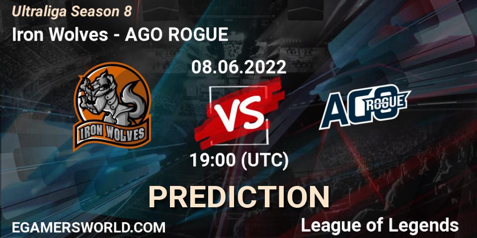 Iron Wolves contre AGO ROGUE : prédiction de match. 08.06.2022 at 20:00. LoL, Ultraliga Season 8