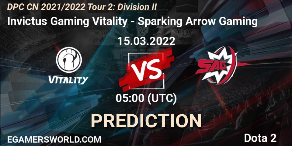 Invictus Gaming Vitality contre Sparking Arrow Gaming : prédiction de match. 15.03.22. Dota 2, DPC 2021/2022 Tour 2: CN Division II (Lower)