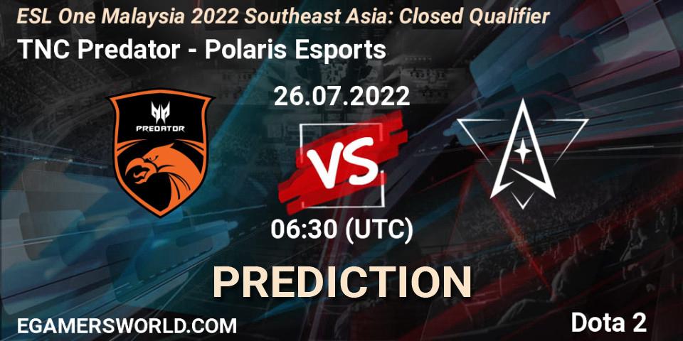 TNC Predator contre Polaris Esports : prédiction de match. 26.07.2022 at 06:31. Dota 2, ESL One Malaysia 2022 Southeast Asia: Closed Qualifier