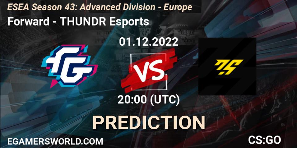 Forward contre THUNDR Esports : prédiction de match. 01.12.22. CS2 (CS:GO), ESEA Season 43: Advanced Division - Europe