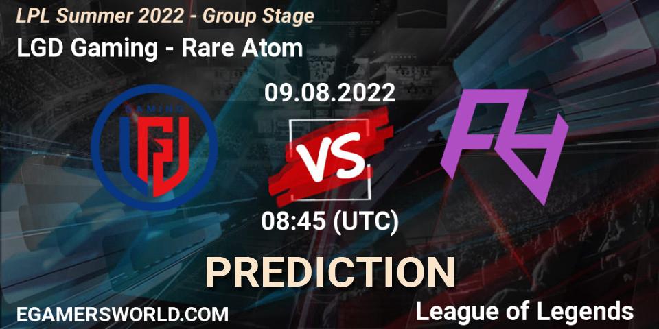 LGD Gaming contre Rare Atom : prédiction de match. 09.08.22. LoL, LPL Summer 2022 - Group Stage