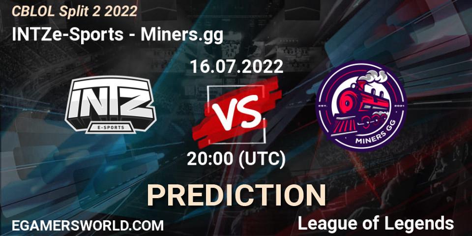 INTZ e-Sports contre Miners.gg : prédiction de match. 16.07.2022 at 21:00. LoL, CBLOL Split 2 2022