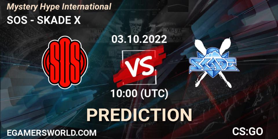 SOS contre SKADE X : prédiction de match. 03.10.2022 at 10:00. Counter-Strike (CS2), Mystery Hype International