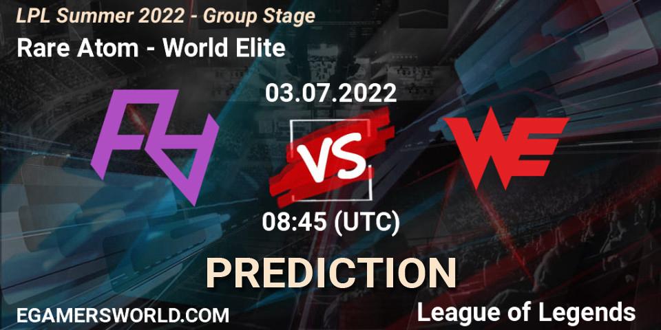 Rare Atom contre World Elite : prédiction de match. 03.07.22. LoL, LPL Summer 2022 - Group Stage