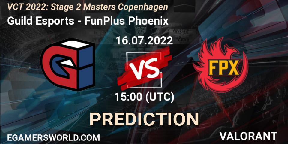 Guild Esports contre FunPlus Phoenix : prédiction de match. 16.07.2022 at 15:15. VALORANT, VCT 2022: Stage 2 Masters Copenhagen