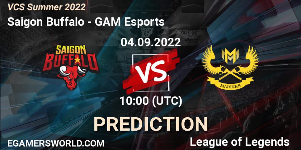 Saigon Buffalo contre GAM Esports : prédiction de match. 04.09.2022 at 10:00. LoL, VCS Summer 2022