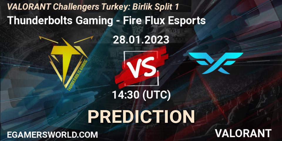 Thunderbolts Gaming contre Fire Flux Esports : prédiction de match. 28.01.23. VALORANT, VALORANT Challengers 2023 Turkey: Birlik Split 1