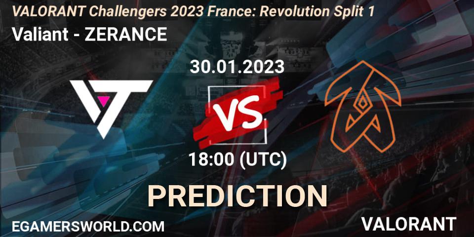 Valiant contre ZERANCE : prédiction de match. 30.01.23. VALORANT, VALORANT Challengers 2023 France: Revolution Split 1