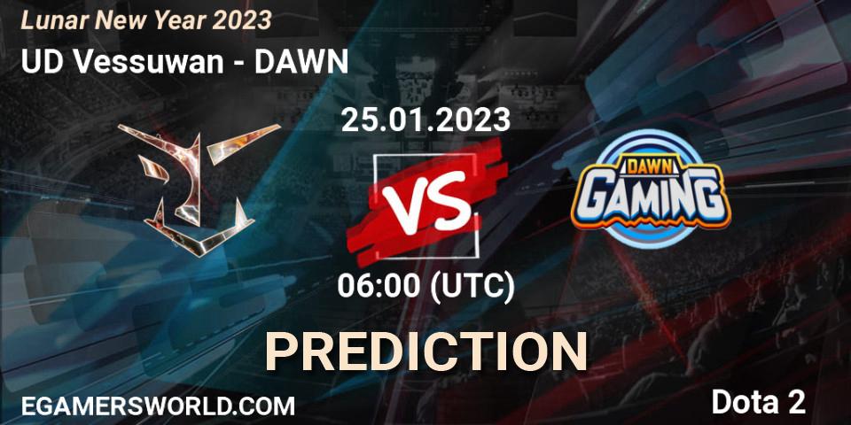 UD Vessuwan contre DAWN : prédiction de match. 25.01.23. Dota 2, Lunar New Year 2023