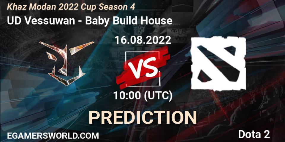 UD Vessuwan contre Baby Build House : prédiction de match. 16.08.2022 at 10:04. Dota 2, Khaz Modan 2022 Cup Season 4