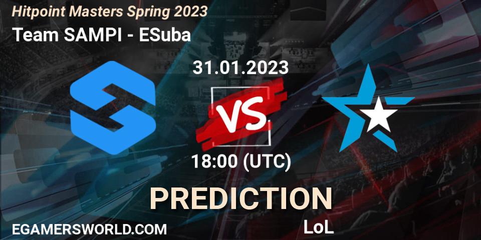 Team SAMPI contre ESuba : prédiction de match. 31.01.23. LoL, Hitpoint Masters Spring 2023