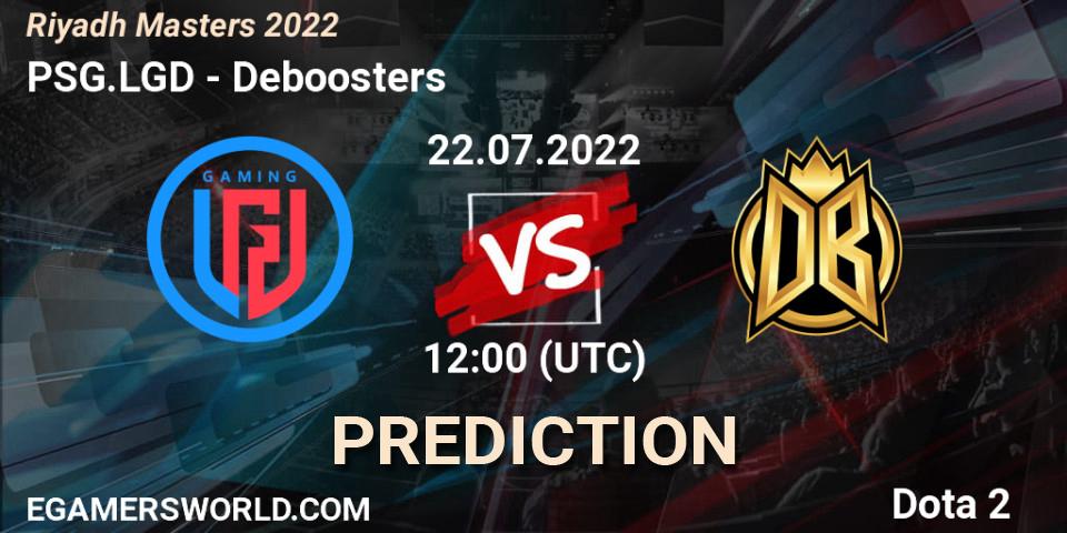 PSG.LGD contre Deboosters : prédiction de match. 22.07.2022 at 12:00. Dota 2, Riyadh Masters 2022
