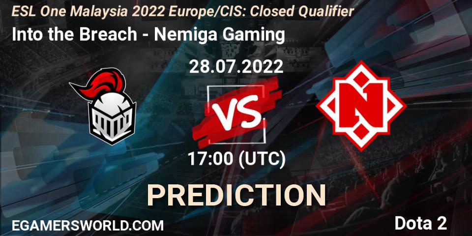 Into the Breach contre Nemiga Gaming : prédiction de match. 28.07.22. Dota 2, ESL One Malaysia 2022 Europe/CIS: Closed Qualifier