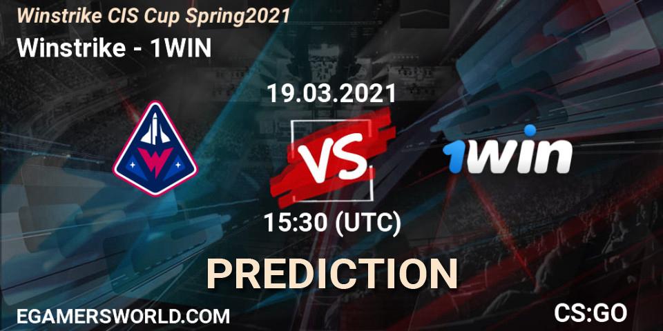 Winstrike contre 1WIN : prédiction de match. 19.03.2021 at 16:10. Counter-Strike (CS2), Winstrike CIS Cup Spring 2021