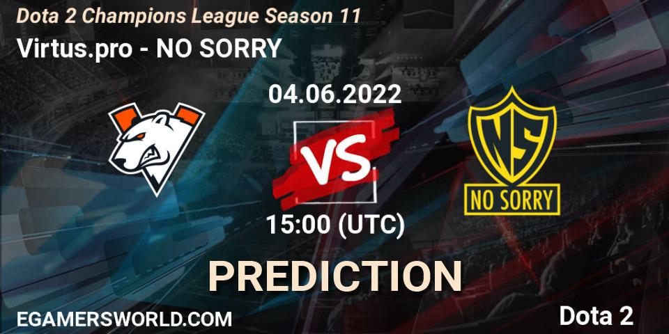 Virtus.pro contre NO SORRY : prédiction de match. 04.06.2022 at 15:05. Dota 2, Dota 2 Champions League Season 11
