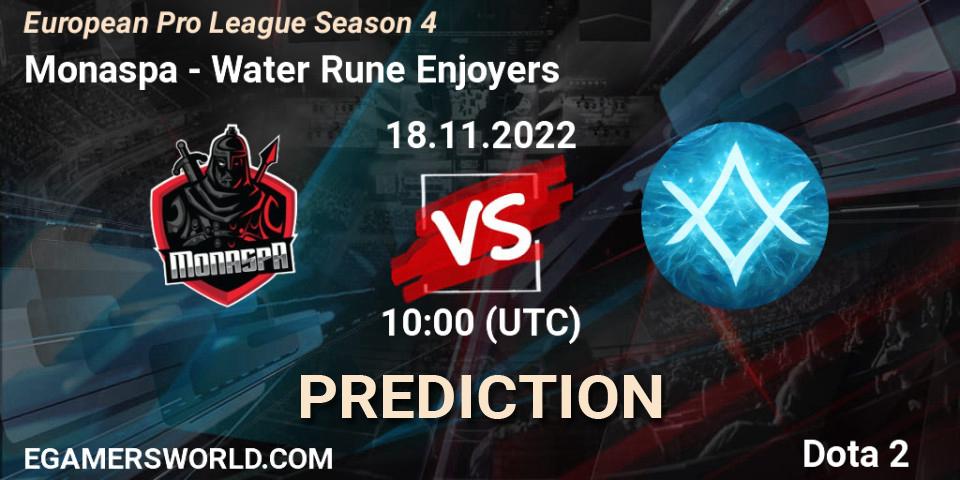 Monaspa contre Water Rune Enjoyers : prédiction de match. 18.11.22. Dota 2, European Pro League Season 4