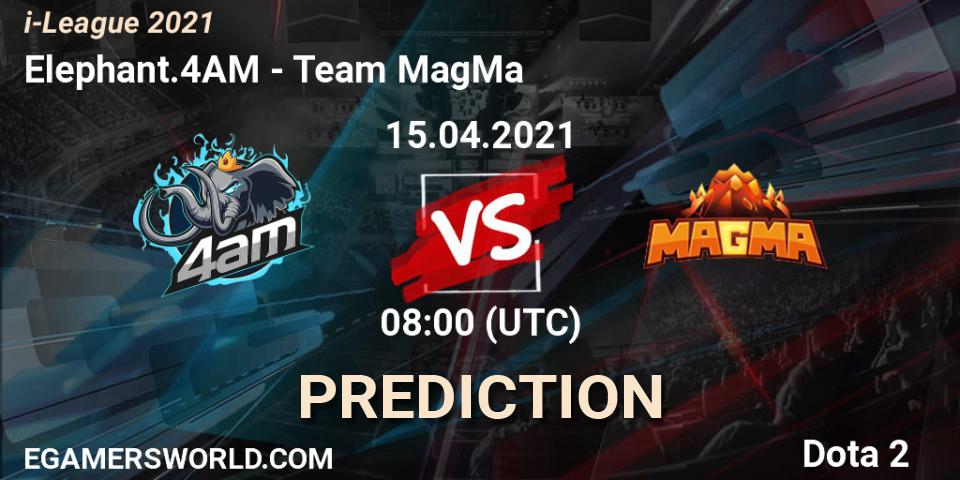 Elephant.4AM contre Team MagMa : prédiction de match. 15.04.2021 at 08:06. Dota 2, i-League 2021 Season 1