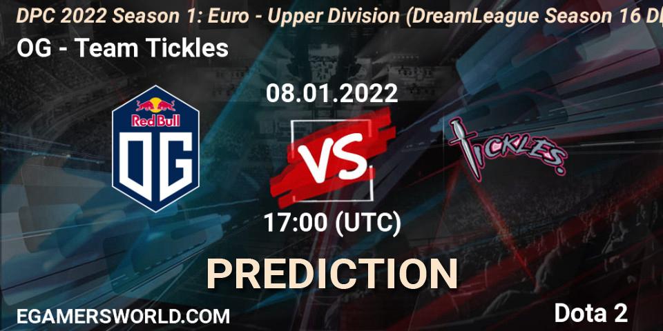 OG contre Team Tickles : prédiction de match. 08.01.2022 at 16:55. Dota 2, DPC 2022 Season 1: Euro - Upper Division (DreamLeague Season 16 DPC WEU)